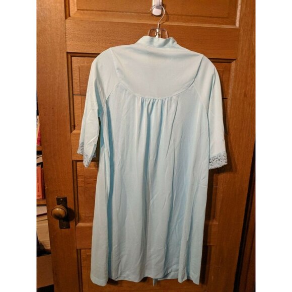 Vintage Texsheen Nylon Nightgown Robe Sz S Small Blue Lace - Picture 3 of 5